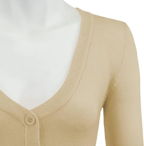 Vista 2 de YEMAK - Chaqueta de punto para mujer, manga 34, con botones, (S-4X)