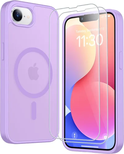 Vista 226 de SPIDERCASE Funda magnética translúcida diseñada para iPhone 11, con 2 protectores de pantalla de vidrio templado, antihuellas, para iPhone 11 de 6.1