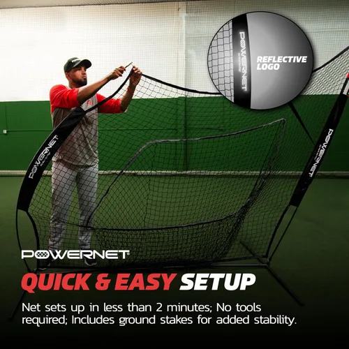 Vista 6 de PowerNet Baseball Softball Practice Net 7x7 with Baseball Accessories for Practice Pitching, Batting & Fielding, Ball Caddy, Weighted Baseballs, Tee