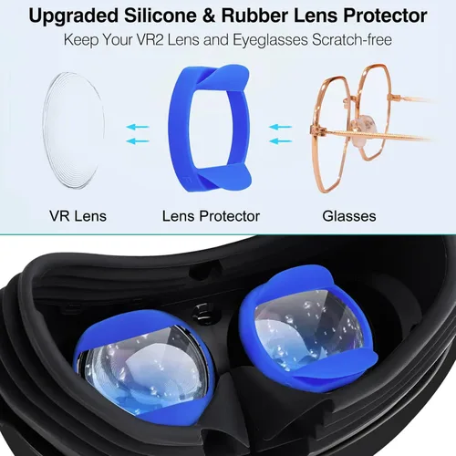 Vista 3 de PECOOVR Rubber Glasses Spacer for PSVR 2, Silicone Lens Protector Compatible with Playstation VR2 + Charging Station for PSVR 2 Controller