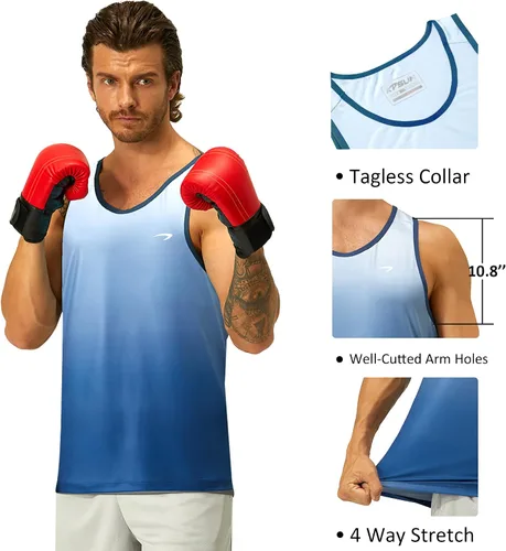 Vista 4 de KPSUN Camisetas deportivas sin mangas para hombre, de secado rápido, para gimnasio, fisicoculturismo, fitness, para playa, correr, entrenamiento