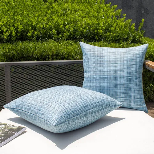 Vista 64 de Kevin Textile - Juego de 2 fundas de almohada decorativas para exteriores, impermeables, para jardín, patio, tienda de campaña, sofá, de 16 x 16