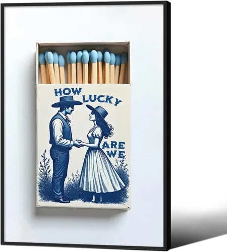 Vista 14 de ¿Qué Tan Afortunados Somos Arte de Pared Azul Posavasos Poster 08x10 pulgadas Enmarcado Preppy Costero Cowgirl Impresiones Románticas Decoraciones