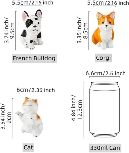 Vista 7 de Figuras de porcelana para mascotas, mini decoración de animales, escultura de perro y gato, adornos de mesa para estantes de gabinete, chimenea