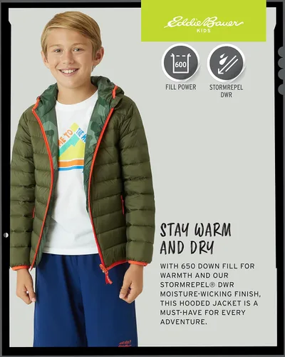Vista 5 de Eddie Bauer Kids' Reversible Jacket - Weather Resistant Quilted Down Coat for Boys and Girls (3-20)
