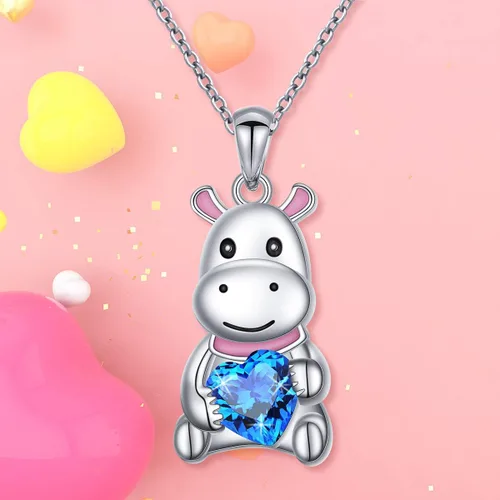 Vista 2 de Collar de plata de ley S925 con diseño de corazón de circonio cúbico, regalo para mujeres adolescentes