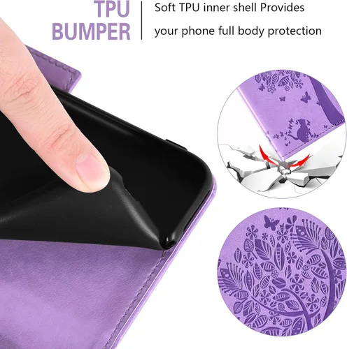 Vista 8 de Asuwish Funda compatible con iPhone 13 Mini de 5.4 pulgadas, protector de pantalla de vidrio templado, correa de muñeca, tarjetero para teléfono