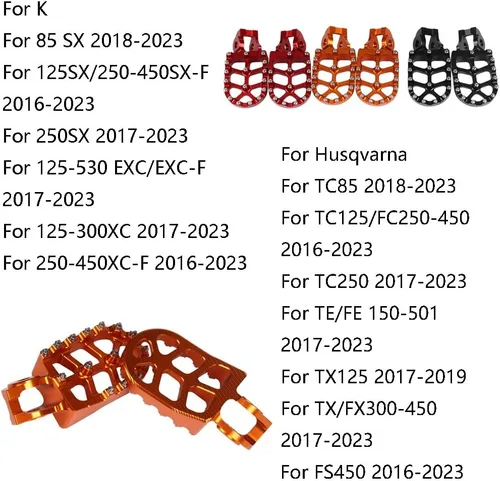 Vista 3 de Reposapiés para Moto de Motocross y Dirt Bike, Pedales para KTM SX SXF EXC EXCF XC XCF XCW XCFW SMC 65 85 125 150 200 250 350 450 530 para Husqvarna
