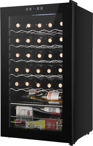 Vista 12 de Winado Refrigerador de vino con compresor de 12 botellas con temperatura ajustable, mini refrigerador de vino compacto independiente con control