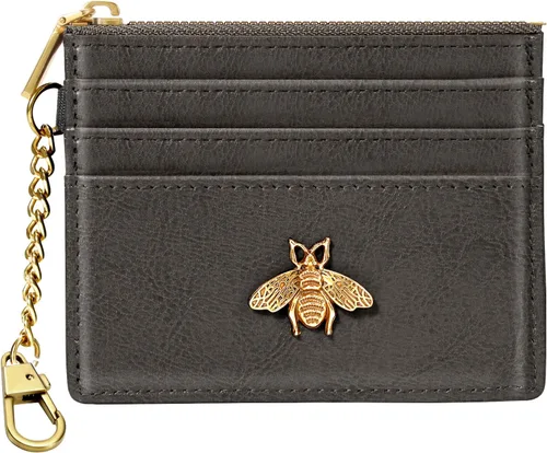 Vista 48 de SEAVILIA Tarjetero llavero cartera para mujer con ventana de identificación RFID monedero regalo abeja delgada minimalista pequeña cartera