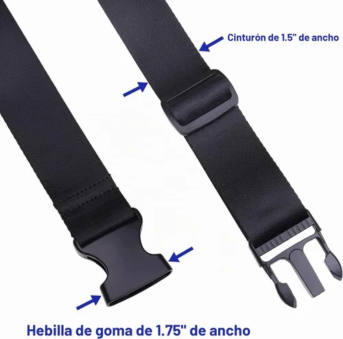 Vista 2 de Correas de equipaje, conector de equipaje, correas para maleta, cinturón de maleta ajustable resistente, accesorio de viaje para conectar su Negro