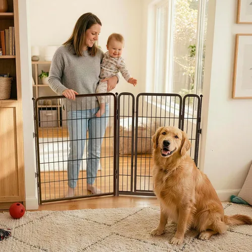 Vista 35 de FXW - Puerta para perro, extra ancha ajustable para aberturas de hasta 46 pulgadas, 24 pulgadas de alto Negro