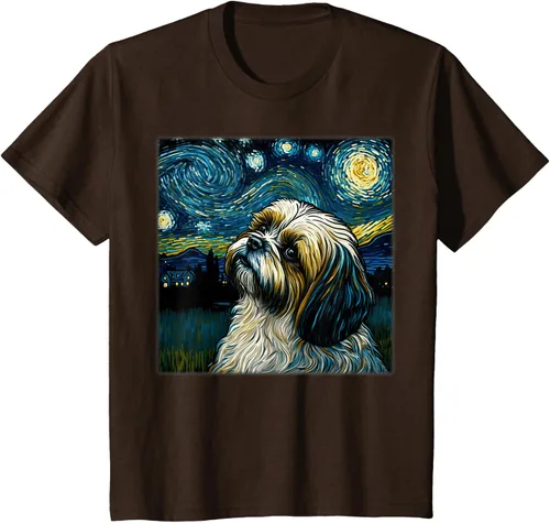 Vista 33 de Camiseta Surrealism Starry Night Shih Tzu Dog