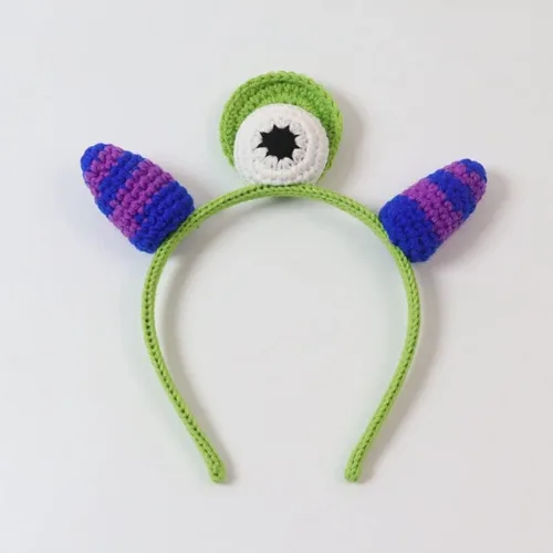 Vista 7 de Pumnao Diadema de alienígena, diadema de ojos de monstruo, diadema de felpa linda para fiestas temáticas para niñas y niños