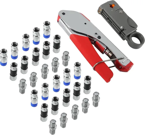 Vista 6 de Kit de herramientas de compresión coaxial Cable coaxial Pelacables con conectores F RG6 RG59