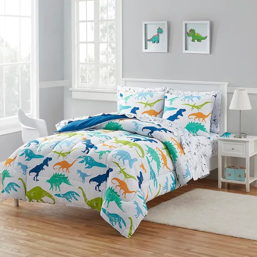 Vista 46 de Juego de edredón con diseño de baloncesto tamaño individual – Ropa de cama en una bolsa con sábanas, fundas de almohada y fundas decorativas