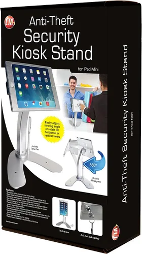 Vista 11 de Soporte de quiosco dual: soporte de aluminio CTA con caja de bloqueo y cable. Base giratoria de 360 grados. Carcasa diseñada para iPad mini