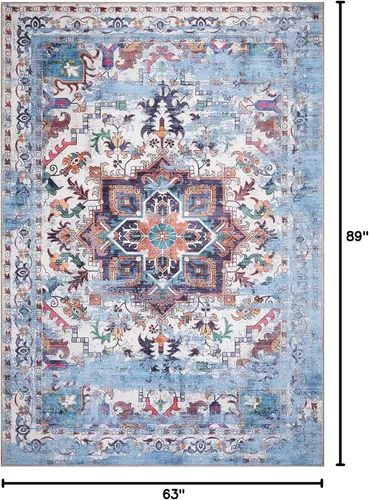Vista 352 de GLN Rugs Traditional Collection - Alfombra de felpilla lavable a máquina, tradicional lavable, antideslizante, alfombra de felpilla de pelo corto