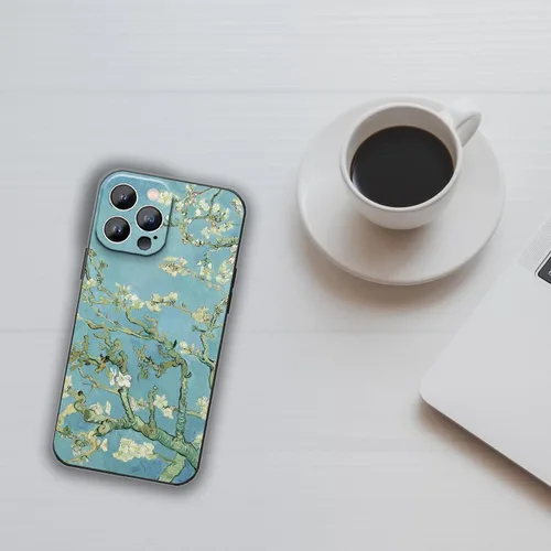 Vista 2 de Funda para iPhone 13 Pro, diseño de arte estético, Van Gogh con flores de almendra, funda para teléfono a prueba de golpes, para mujeres y niñas