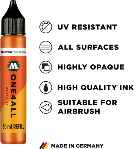 Vista 3 de Molotow ONE4ALL - Recambio de pintura acrílica, para marcador de pintura Molotow ONE4ALL, grosella, botella de 1.0 fl oz, 1 unidad (693.042)