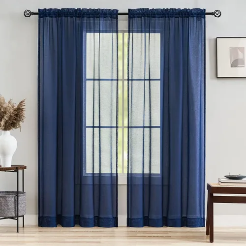 Vista 59 de MYSTIC-HOME Juego de cortinas de niveles transparentes blancas para cocina de 24 pulgadas de largo, tratamiento de cortinas para ventanas pequeñas