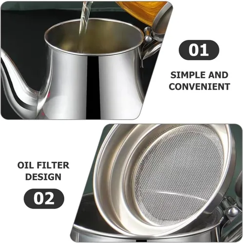 Vista 7 de Yardwe Colador de aceite de cocina olla para recipiente de aceite de cocina, colador, separador de grasa