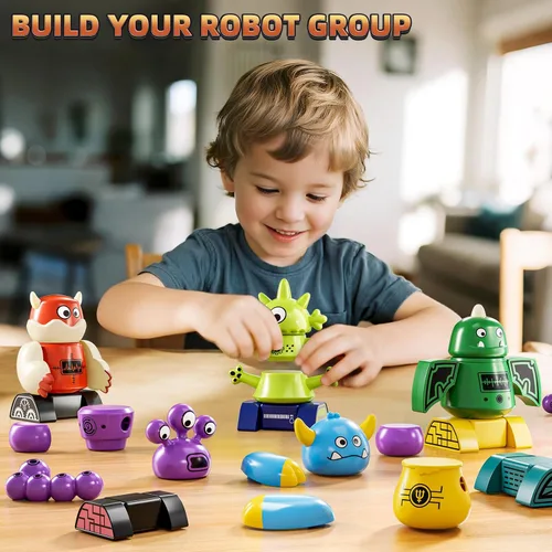 Vista 2 de Juguetes de construcción de robots magnéticos para niños de 3 a 5 y 4 a 8 años, set de 36 piezas de bloques de construcción de robots monstruos