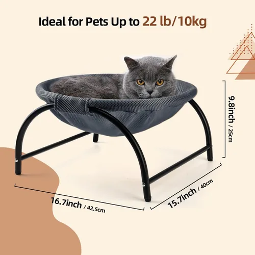 Vista 2 de LIFLIX - Cama elevada en forma de hamaca para gatos, cuna para gatos con malla lavable, cama para mascotas para gatitos, azul oscuro