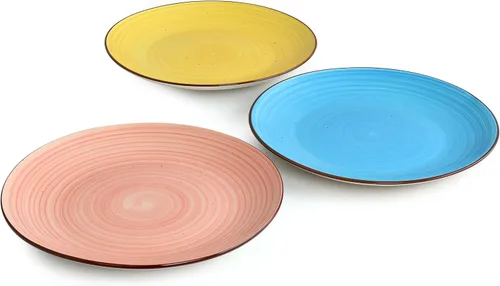 Vista 2 de Elama Sebastian - Juego de platos redondos de cerámica en varios colores (6 piezas)