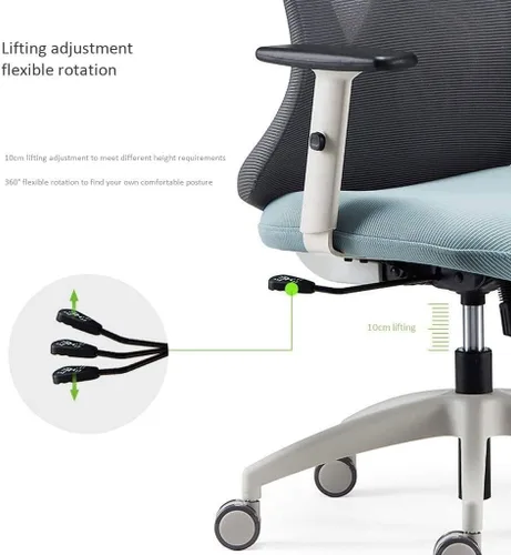Vista 4 de Silla de oficina ergonómica Silla de escritorio Silla de computadora de malla Soporte trasero Ejecutivo ajustable Silla giratoria giratoria