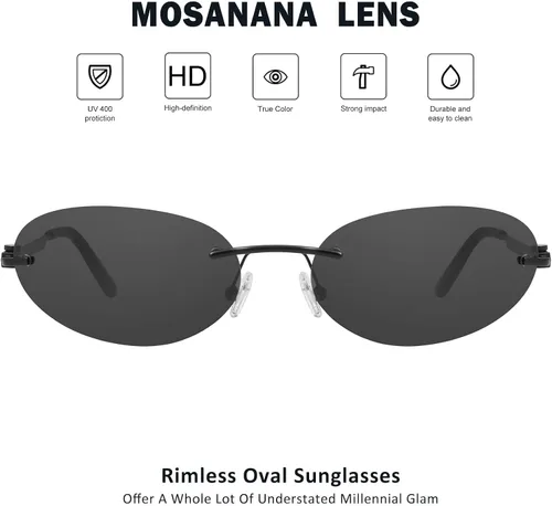Vista 2 de mosanana Y2K - Gafas de sol ovaladas para mujeres y hombres, mod. Hacker