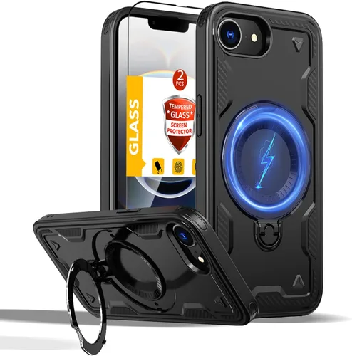 Vista 21 de Funda magnética para Google Pixel 9 Pro XL compatible con cargador inalámbrico MagSafe, para Pixel 9 Pro XL con soporte de 360° + 2 protectores