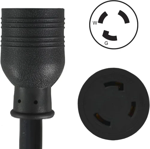 Vista 3 de Conntek 20570: Cable de extensión de generador de estilo de bloqueo L5-30 de 30 amperios negro de 10 pies