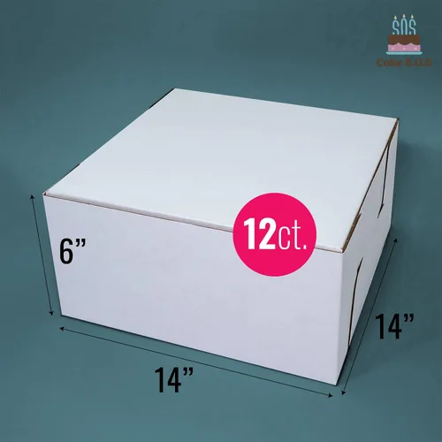 Vista 4 de Cajas de pastel de papel kraft resistentes de 14 x 14 x 6 pulgadas / 35.56 x 35.56 x 15.24