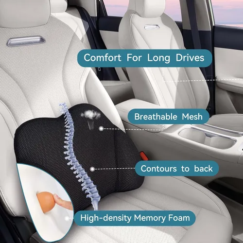 Vista 4 de SPRFUFLY Realmente Increíble Almohada de Soporte Lumbar para Asiento de Automóvil - Espuma Viscoelástica Pura con Funda Extraíble Transpirable