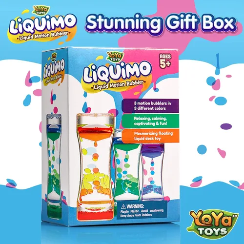 Vista 8 de YoYa Toys Liquimo - Liquid Motion Bubbler - Paquete de 3 - Juguete sensorial fidget de escritorio para niños y adultos - Tubos relajantes