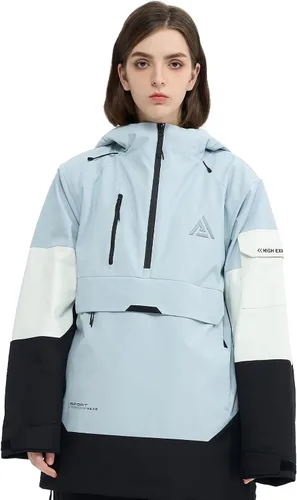 Vista 6 de Chaqueta de esquí Anorak de snowboard Abrigo sudadera holgada con capucha de nieve aislada impermeable cálido para mujeres y hombres