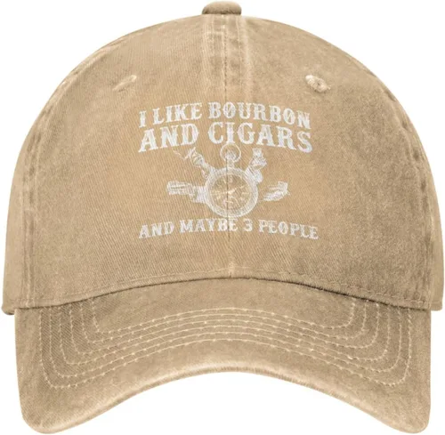 Vista 12 de Funny Hat I Like Bourbon and Cigars and Maybe 3 People Hat Men Baseball Hat Cool Hat