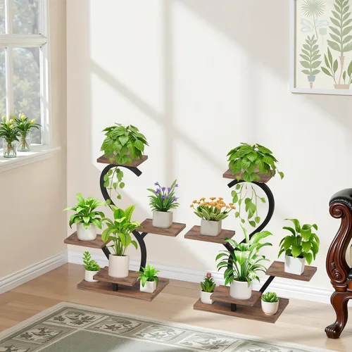 Vista 4 de Soporte para plantas de interior con luces de crecimiento - Estante para plantas de interior de 5 niveles, soporte pequeño de 30" para múltiples