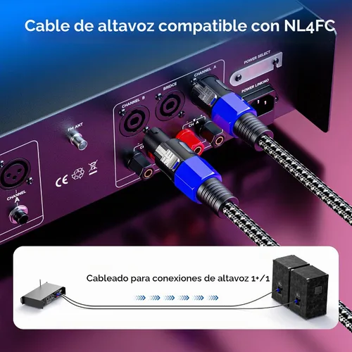 Vista 4 de Cable Matters Cable de altavoz trenzado prémium de 12 AWG, 3 pies