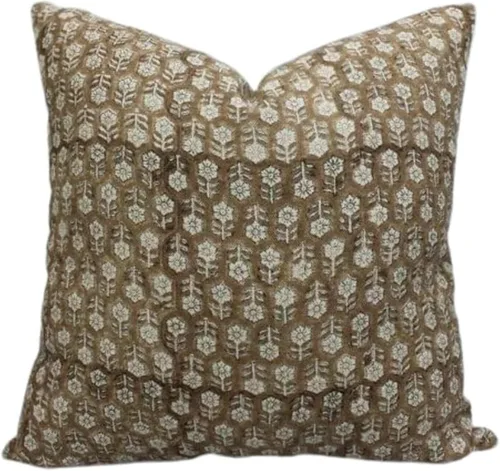 Vista 6 de Fundas de almohada de lino grueso con estampado de bloques, 14x14 pulgadas, fundas de almohada vintage hechas a mano para sofá y sofá, funda