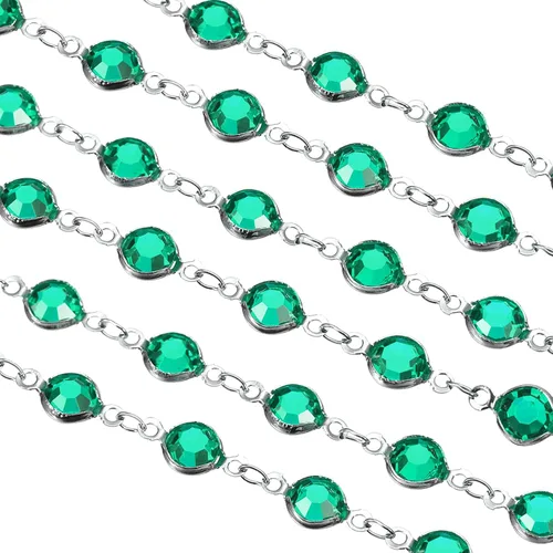 Vista 15 de uxcell Cadena de diamantes de imitación negros de 5 yardas a granel con cadena de latón chapada en plata para hacer joyas, manualidades, pulseras