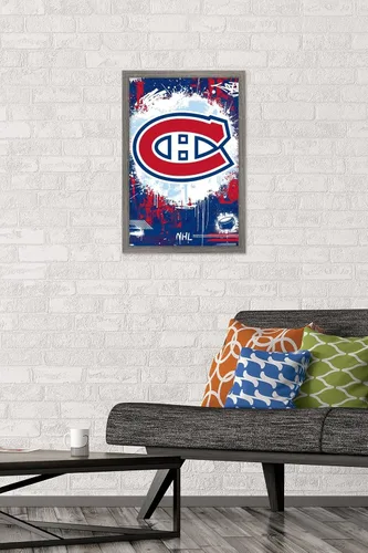 Vista 2 de Trends International NHL Montreal Canadiens - Póster de pared Maximalist Logo 23, 22.4 pulgadas de largo x 14.7 pulgadas, versión enmarcada