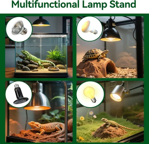 Vista 6 de Soporte de lámpara de calor para reptiles ajustable de 18 a 32 pulgadas: Soporte de luz con base pesada para dragón barbudo, tortuga, serpiente