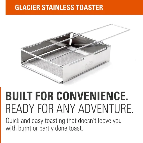 Vista 2 de GSI Outdoors Glacier Tostadora de acero inoxidable Tostadora plegable de mano para acampar y mochilero
