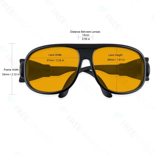 Vista 4 de FreeMascot Profesional OD 6+ 190nm-490nm Longitud de onda Violeta/Azul Laser Gafas de Seguridad para 405nm, 445nm, 450nm, 473nm Laser