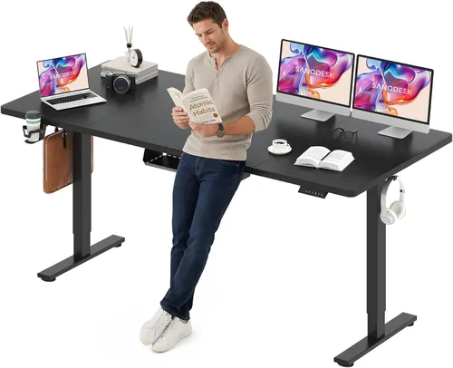 Vista 42 de SANODESK Escritorio Eléctrico de Pie de 40 x 24 pulgadas, Superficie de Una Pieza, Escritorio de Altura Ajustable con Controlador de 6 Botones Marco