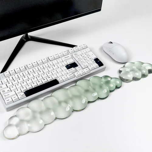 Vista 13 de Set de reposamuñecas ergonómico de gel de silicona para teclado y ratón Cloud – Reposamuñecas transparentes para teclado de computadora 60%/68%/75%