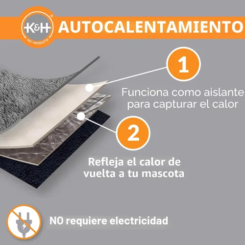 Vista 4 de K&H Pet Products - Almohadilla de autocalentamiento para mascotas, 21 x 17 pulgadas, gris/negra