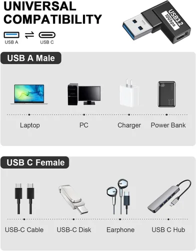 Vista 2 de Adaptador USB a USB C, adaptador USBC hembra a A macho de cargador de automóvil, convertidor OTG de enchufe USB-C para iPhone 16, 15, 14, 13 Plus